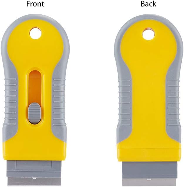 Retractable Razor Blade Scraper Tool with 15 pcs Extra Blades, Cleaning Scraper Tool for Removing Labels, Stickers, Decals, Paint from Glass and Stovetop -WEGAZ
