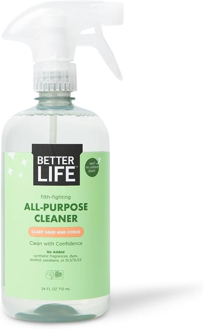Better Life All Purpose Cleaner - Plant Based Home and Kitchen Cleaning Spray for Glass, Countertops, Appliances, Upholstery & More - Multi-surface Spray Cleaner - 24oz Clary Sage & Citrus