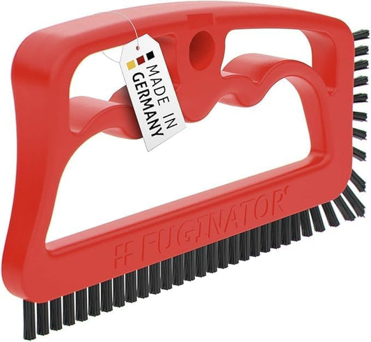 Fuginator Scrub Brush for Tile and Grout: Stiff Nylon Bristle Scrubbing Brush - Bathtub and Shower Scrubber for Floor Joints and Tile Seams - Cleaning Brush (Red/Black)