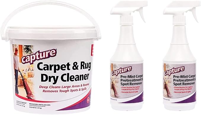 Capture Carpet & Rug Dry Cleaner w/Resealable lid (4 Pound) and Capture Pre-Mist Soil Release Carpet Cleaning Pre Spray (2 Pack) Bundle