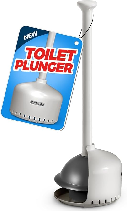 FORASTO Toilet Plunger with Holder,Plungers for Bathroom with Holder,Heavy Duty Plunger with Cover,Bathroom Decor，Bathroom Accessories，Toilet Bowl Cleaners,Cream Gray | Plungers for Bathroom, Toilet Bowl Cleaners, Apartment Must Haves, Bathroom Decor A...