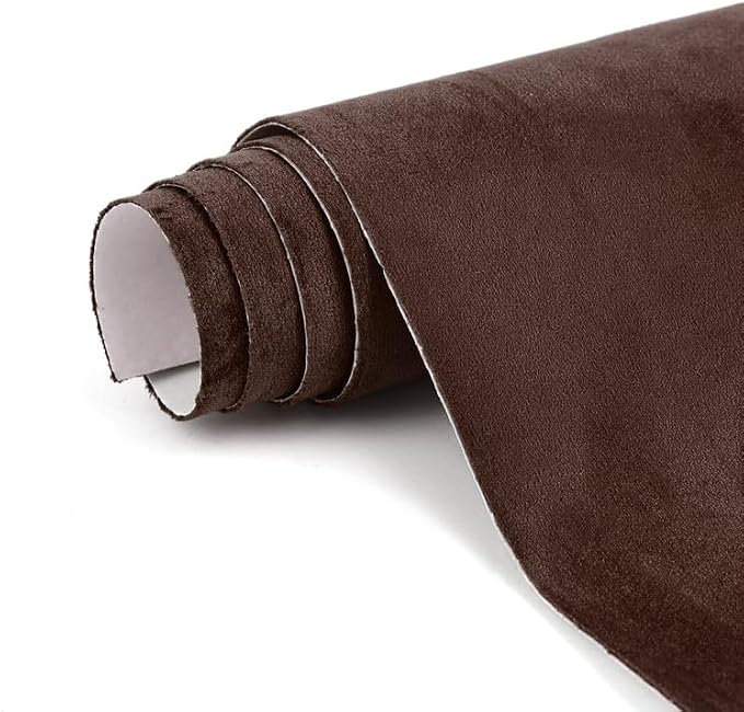 Premium Coffee Suede Fabric Wrap - 12x48 inch Suede Wrap for Car Interior - Self-Adhesive Microfiber and Synthetic Leather, Stretchable Interior Film for Car and Home Decor