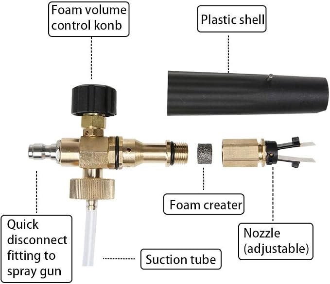 Sooprinse Foam Cannon Snow Foam Lance Nozzle Pressure Washer Jet Wash，Foam cannon lance kit with Pressure Washer Spray Gun,30 Degree Gutter Cleaner Wand with Nozzle Tip Attachment