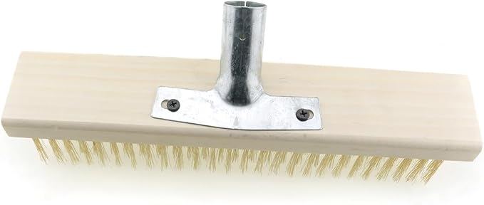 ZYAMY Stainless Steel Wire Floor Brush Head Multi Purpose Metal Wire Deck Brush 11.8 Inches for Scrubbing Concrete Stains Heavy Duty Cleaning Garage Patio Grill Yard Pavement Moss Cleaning Tool