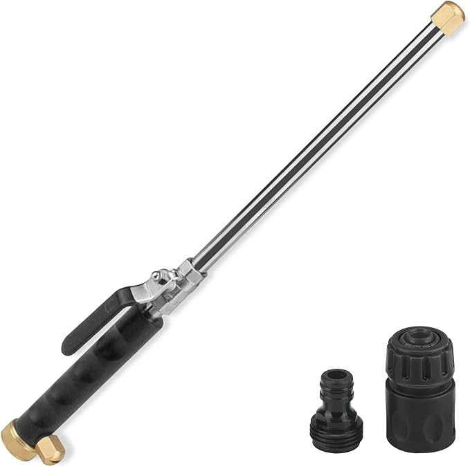 High Pressure Power Washer Wand, Hydro Jet Nozzle for Garden Hose, Watering Sprayer Cleaning Tool, Wand Lance for Gutter Patio Car Pet Window Glass, Black