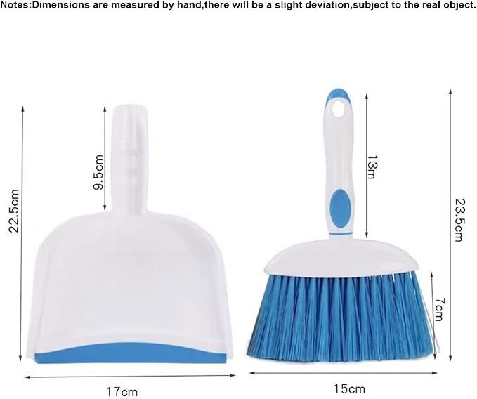 Mini Broom and Dustpan Set-Mini Whisk Set for Desk, Housekeeping, Office, Kitchen, Pet Nest, etc.,Daily Cleaning Necessity Plastic Mini Dustpan Set (Light Blue)