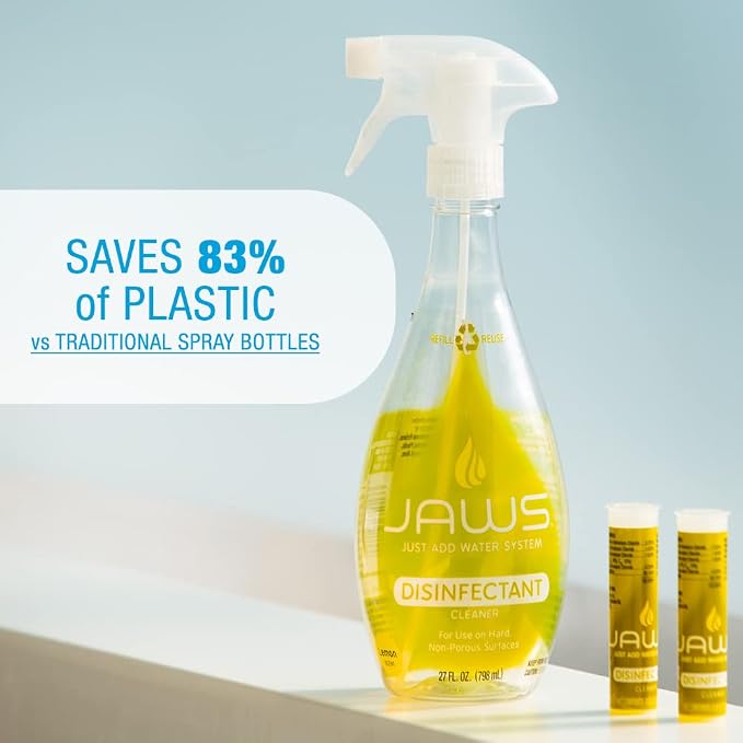 JAWS Cleaner, Disinfectant Spray with 2 Refill Pods, Powerful Multi-Purpose Cleaning, Refillable, Reusable, Recyclable