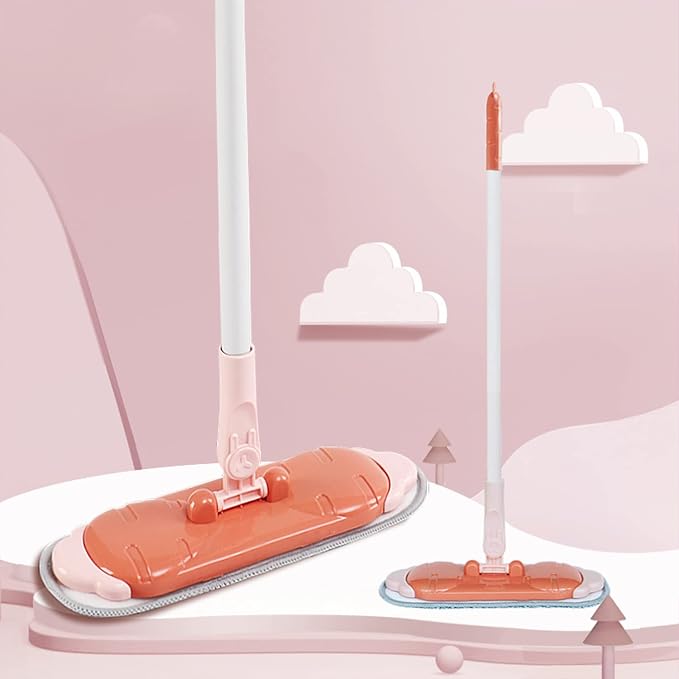 Midoneat Kids Cleaning Toy Set, Mini Child Broom, Mop and Dustpan, Little Housekeeping Helper Set ,Pretend Home Cleaning Play Set for Toddler Height 75-115cm ,6pcs (Pink)