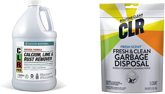 CLR PRO Calcium, Lime and Rust Remover (1 Gallon) Fresh & Clean Garbage Disposal Cleaner (5 Pods)