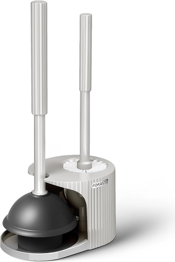 FORASTO 2 in 1 Toilet Plunger and Brush Set,Extended Handle Plunger,Toilet Bowl Brush Plunger Set,Bathroom Cleaning Tools,Cleaning Brush,Toilet Brush Plunger Combo,Light Grey（20.8inch） | 20.8" Extended, Apartment Must Haves, Accessories Decor, Essentia...