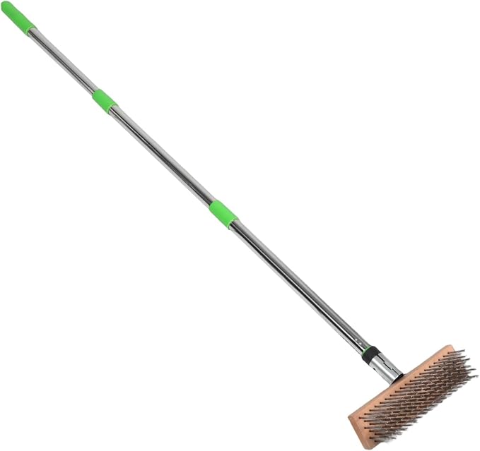 LIOOBO Stainless Steel Scrub Brush: 1.2m Heavy-Duty Wire Bristle Brush for Tough Stains - Outdoor Use on Decks Patios & Concrete - Commercial Cleaning Tool