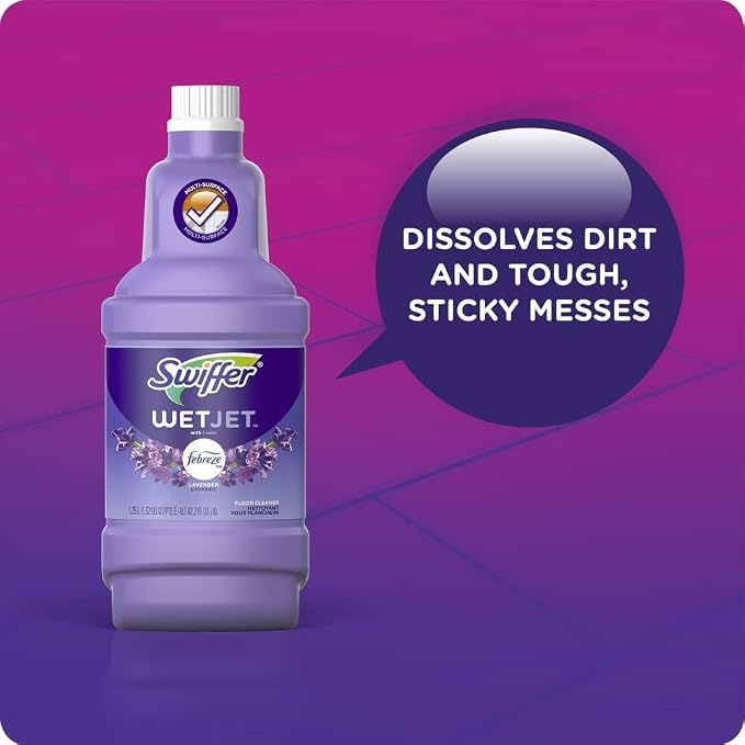 Swiffer Floor Cleaner Solution Refill, Lavender, 42.2 Fl Oz, Pack of 4