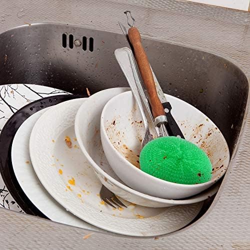 Blulu 30 Pieces Plastic Dish Scrubbers for Dishes Pot Round Nylon Pad, Mesh Scouring Non Scratch Pads (Rainbow Colors)