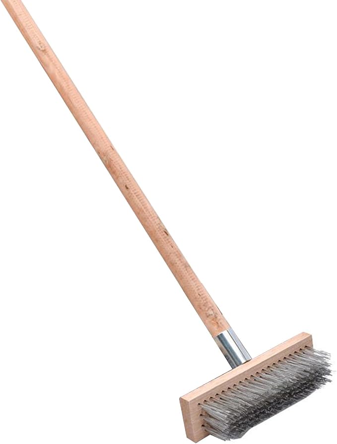 Floor Scrub Brush, Heavy Duty Rough Floor Brush Toilet Brush Floor Scrubber Brush with 20cm Stainless Steel Wire Deck Scrub Cleaning Tool for Outdoor Moss Removal