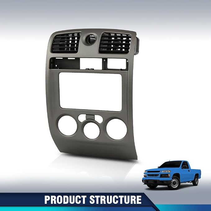 PIT66 Radio Dash Bezel Trim Panel Fit Chevy Colorado GMC Canyon 2004-2012 | Radio Dash Bezel Trim Panel Compatible with Chevy Colorado GMC Canyon 2004-2012 Gray Dashboard Cover
