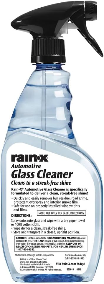 Rain-X RainX 630018 Glass Cleaner, Concentrated Streak-Free Formula for Car Windows, Windshield & Mirrors, Removes Bug Residue, Road Grime & Smoke Film - 23 Fl Oz
