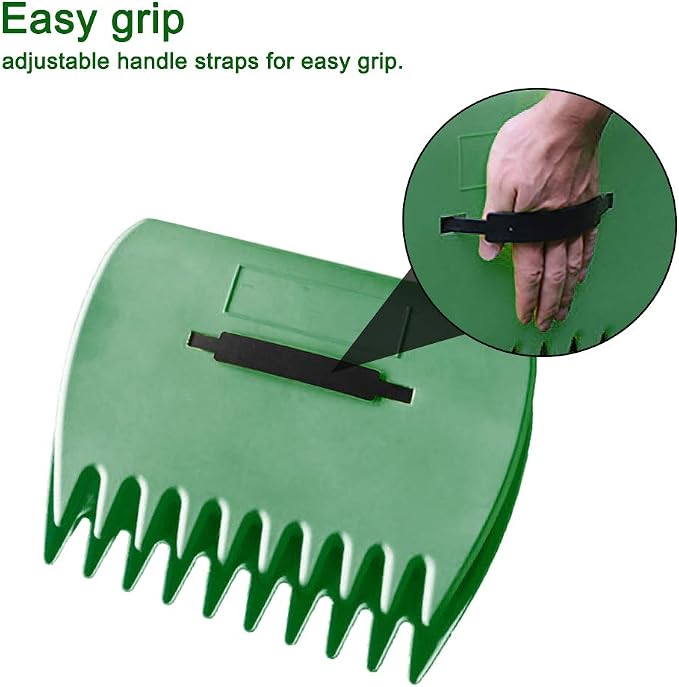 2pcs Leaf Scoops Hand Rakes, Large Leaf Grabber with Leaf Claws Durable Ergonomic Leaf Scoops Garden Tool for Easy Picking up Leaves, Grass Clippings and Lawn Debris