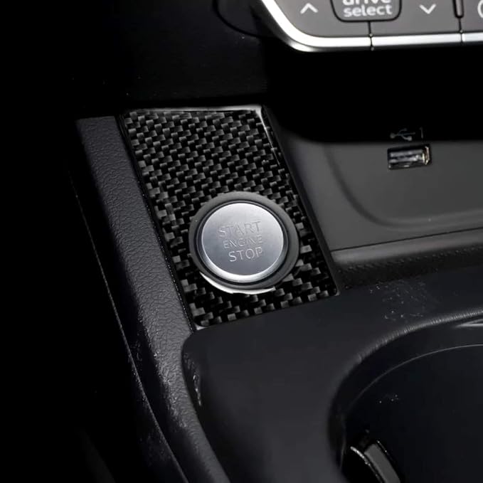 Real Carbon Fiber Trim for Audi Accessories | for B9 A4 S4 A5 S5 2020-2025 / RS5 2021-2025 Engine Push Start Stop Button Panel Interior Thick Overlay Decal