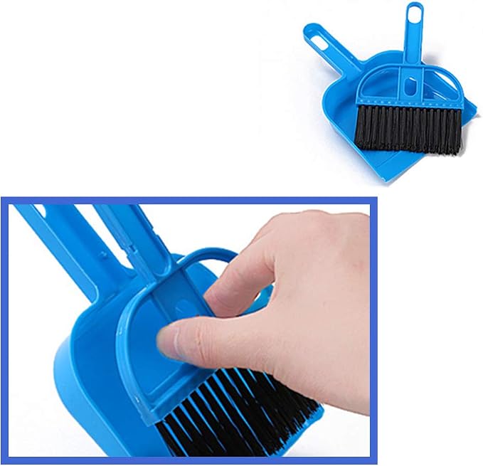 Mini Dustpan and Broom Set 1 Pcs Dustpan Brush Set Portable Plastic Brush Set (Blue) Used for Tool Brush Keyboard Home Kitchen Sweeper Table Desk Office