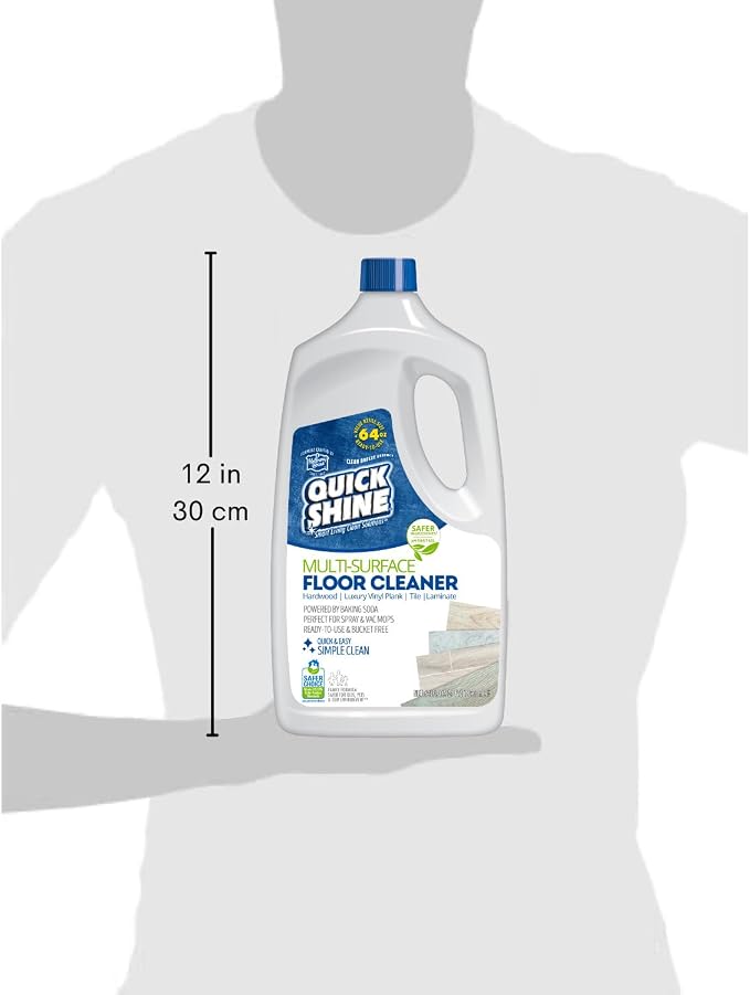 Quick Shine Multi-Surface Floor Cleaner 64 oz-4 Pk, Streak-Free, No Residue | Powered by Baking Soda, Clean Breeze Essence, pH Neutral, No Rinse, PFAS & Ammonia Free, EPA Safer Choice Made in USA