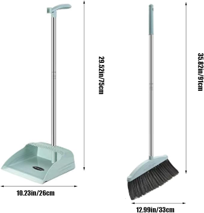Broom and Dustpan Set for Home Indoor 180 Rotatable Broom with Dustpan Combo Set for Office Home Kitchen Lobby Floor Cleaning Broom Dustpan for Indoor & Outdoor Sweeping (Blue)