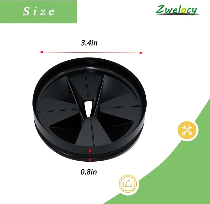 2 Pack 3 3/8" Garbage Disposal Splash Guards Sink Baffle QCB-AM, Garbage Disposer Accessories, BlackUpgraded Removable Quiet Collar Drain Plugs，Replacement for InSink&Erator Evolution Series