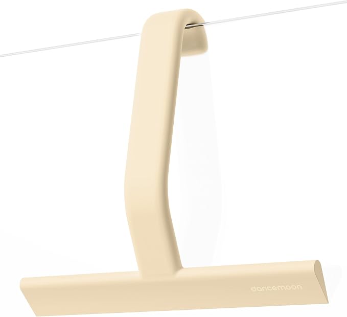 dancemoon JustHang Shower Squeegee with Built-in Hook, 10'' Sand Beige | Award-Winning Design, All-One-Piece Soft-Touch Silicone, for Glass Door, Bathroom, Window, Mirror, Tile Wall, Car
