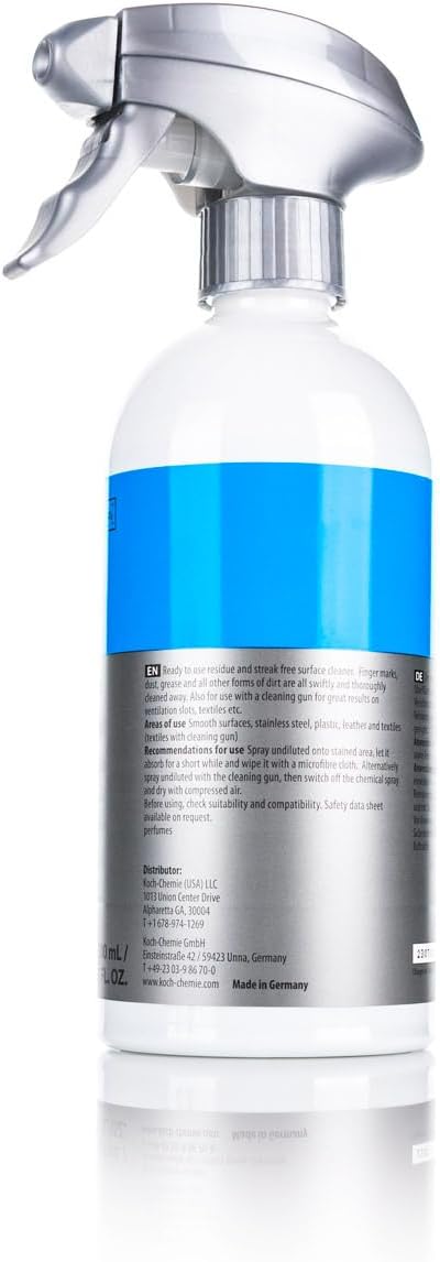 KOCHCHEMIE - Allround Surface Cleaner - Great for the Car and Home; Clean Finger Prints, Dust, Grease, Dirt, Etc. Streak-Free, Safe on Plastic, and Other Smooth Surfaces (500 milliliters)