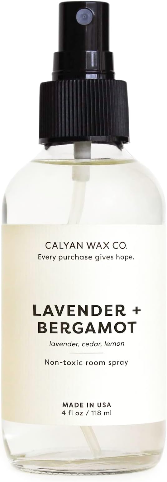 Calyan Wax Co. Lavender & Bergamot Room Spray - Natural Room Deodorizer | Long Lasting Clean Air Freshener - Room Spray for Luxurious Home Fragrance - Bedroom, Bathroom & Car Spray - 4 fl oz