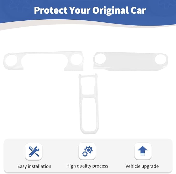 RT-TCZ for Jeep JL Dash Cover Gear Shift Panel Trim White for Jeep Wrangler JL JLU 2018-2023 for Gladiator JT 2020-2023 White Interior Accessories 3pcs
