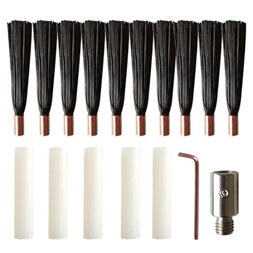 M6/M8/M10 Brush Set for MIG/TIG Weld Cleaner Stainless Steel Polishing Electrolytic Processor，10pcs Brush + 1pcs Brush Head Connector (Stainless Steel, M8)