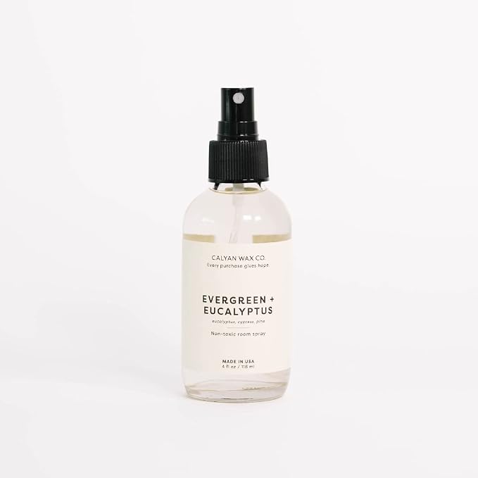 Calyan Wax Co. Evergreen & Eucalyptus Room Spray - Natural Room Deodorizer | Long Lasting Clean Air Freshener - Room Spray for Luxurious Home Fragrance - Bedroom, Bathroom & Car Spray - 4 fl oz