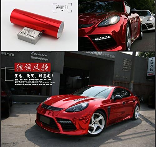 DIYAH Gloss Chrome Mirror Vinyl Car Wrap Sticker with Air Release Bubble Free Anti-Wrinkle 12" X 60" (1 FT X 5FT) (Red)
