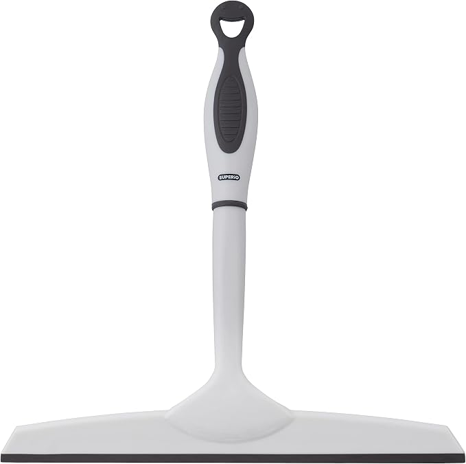 Superio Rubber Squeegee, 2 Pack, Streak Free All Purpose Window Squeegee, Comfort Grip Handle and Hanging Hook (Grey- Red, 10 Inch- 2 Pack)