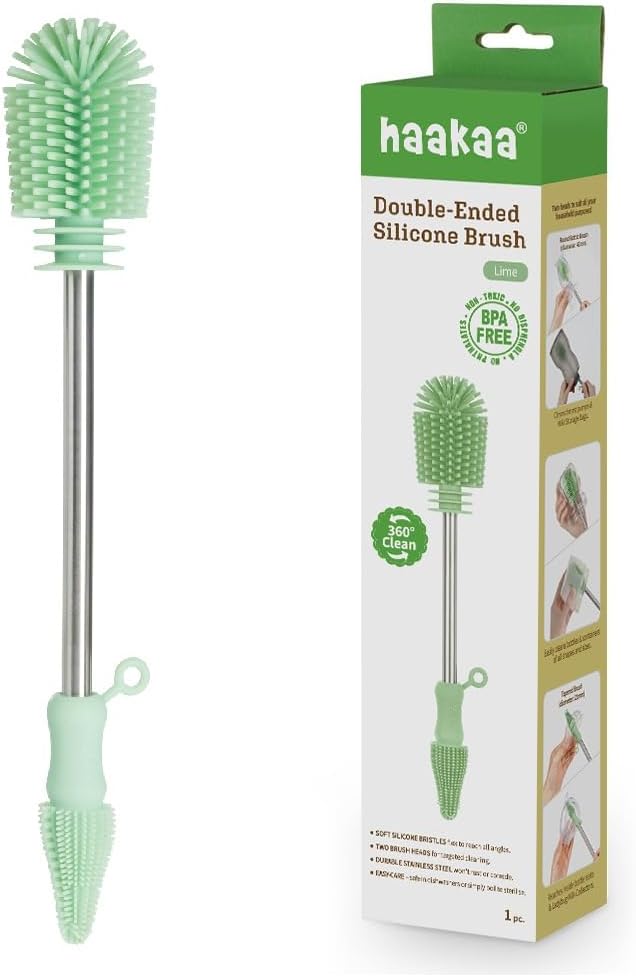 Haakaa Silicone Cleaning Brush – Household Cleaning Brushes for Bottles and Crevices – Food-Grade Silicone: Dishwasher Safe