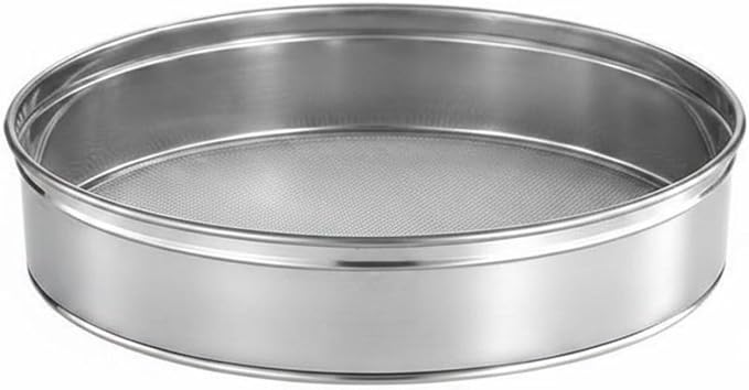 Flour Sieve Stainless Steel Mesh Sifter Round Strainer Colander Fine Filtering Achieves Smooth Mixtures Suitable for cake making pastry prep icing sugar everyday, 20cm