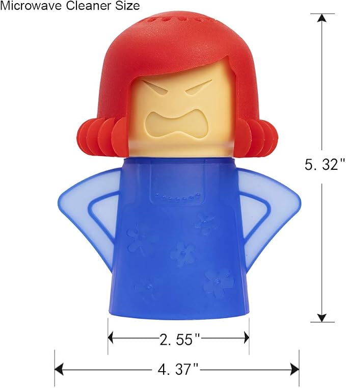 Angry Mom Microwave Cleaner, Mad Mama Microwave Steam Cleaner, Just Add Vinegar and Water, Easily Cleans the Crud in Minutes (Blue)