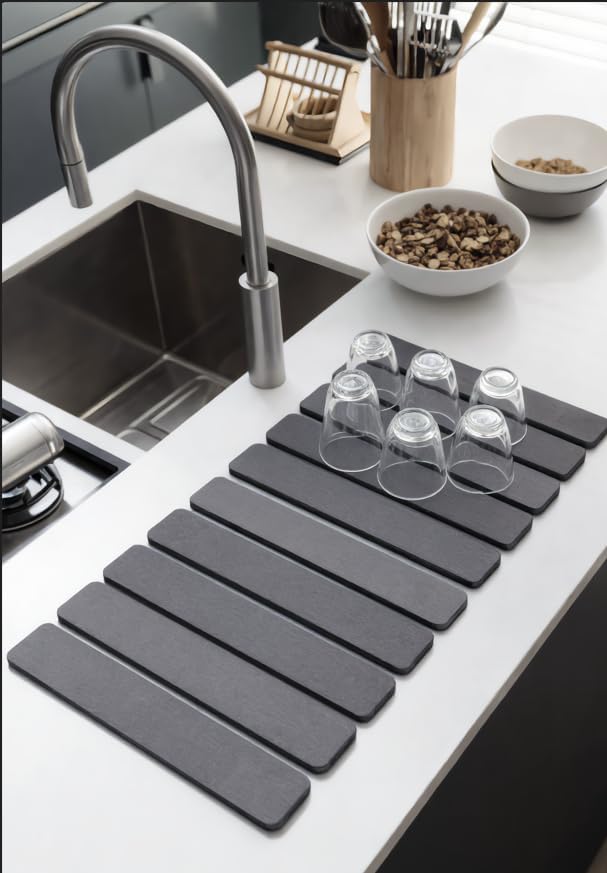 Stone Dish Drying Mat XL 24" x 16" Diatomite Kitchen Drying Mat (24" x 16") | XL Size – Fits Pots, Pans & Larger Dish Loads