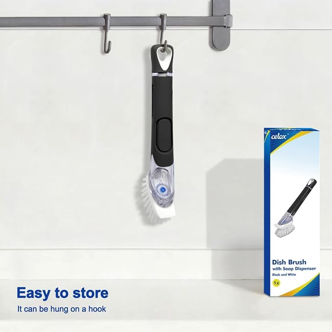 CELOX Dish Brush with Soap Dispenser, Heavy Duty Dish Brush for Cleaning Kitchen