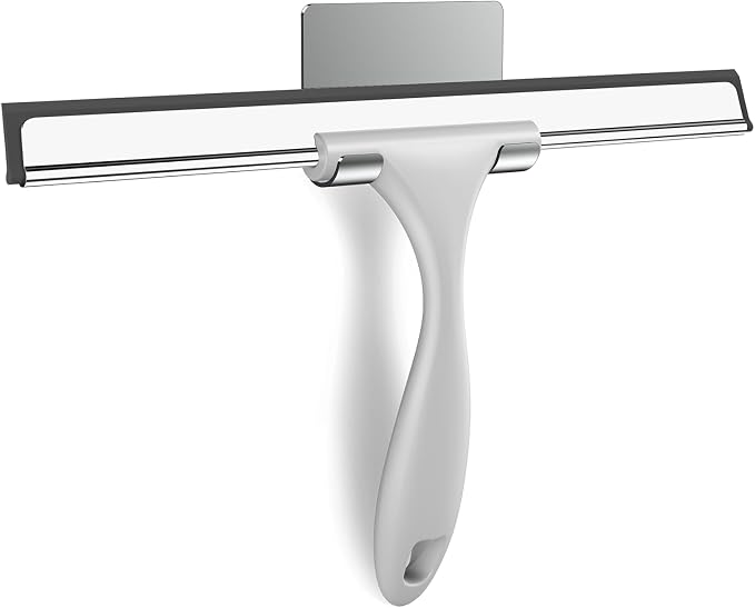 SetSail Shower Squeegee for Glass Doors, 12 Inches, Grey | All-Purpose Squeegee for Shower Glass Door Stainless Steel Window Squeegee with Hook for Car Windshield