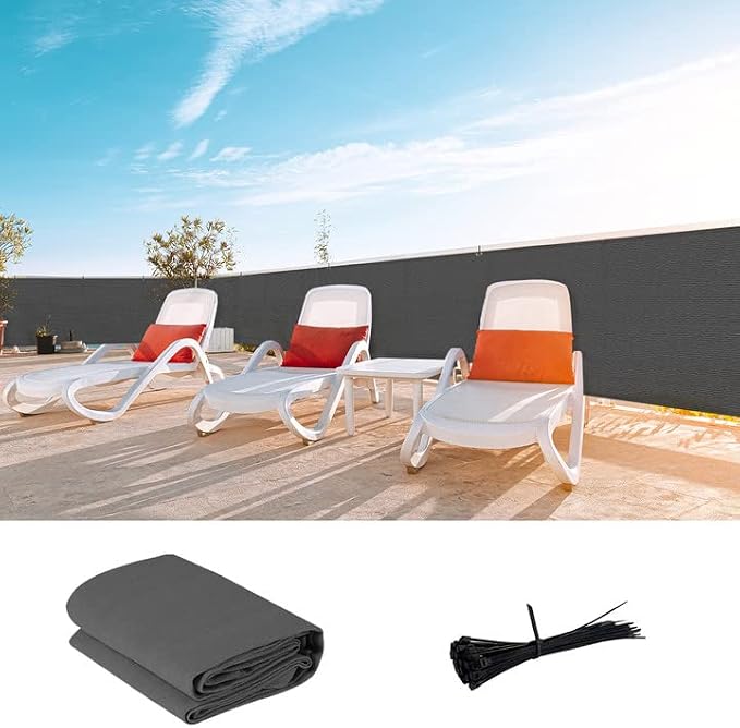 LOVE STORY Custom Size 3' x 33' Balcony Privacy Screen Cover, Dark Grey | HDPE Fabric, 95% UV Block, Fence Screen for Patio, Railing Cover for Apartment, Privacy Protective, Custom Size Available