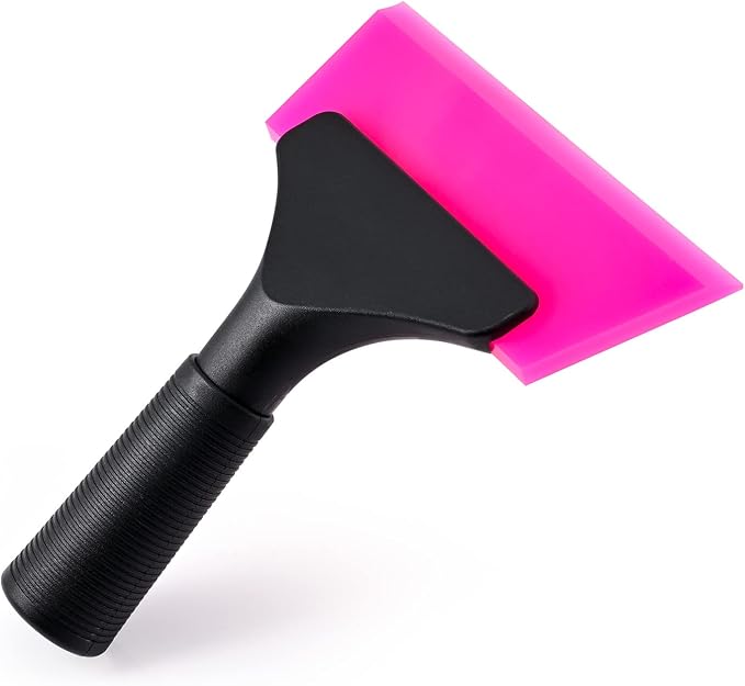 FOSHIO Small Squeegee with 5 Inch Pink Rubber Blade Mini Wiper Window Tinting Tools for Mirror Glass Window Cleaner with Non-Slip Handle