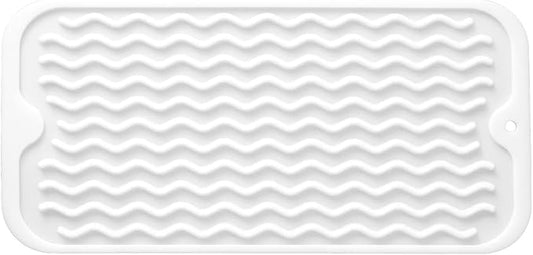 Silicone Dish Drying Mat for Multiple Usage, Easy clean, Eco-friendly, Heat-resistant Dish Drainer Mat for Kitchen Counter,Sink,Refrigerator or Drawer liner (12" x 6", White)
