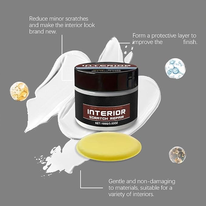 Car Scratch Repair Kit 2026 Upgraded, Interior Scratch Remover for Car Dashboard Plastic Leather, Restorer Cream with Long-Lasting Protection & Gloss Enhancement - 4.23 oz