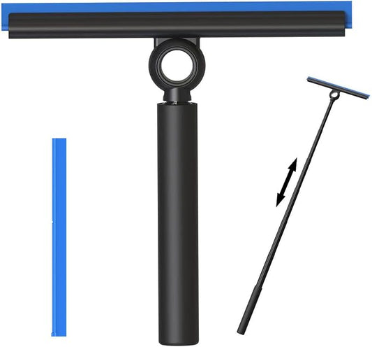 Shower Squeegee for Glass Doors, Squeegee with Long Handle, Telescoping Squeegee for Shower, Extendable Window Cleaner Tool for Car Windows, Tile Walls, Sliding Door, Shower Glass Door