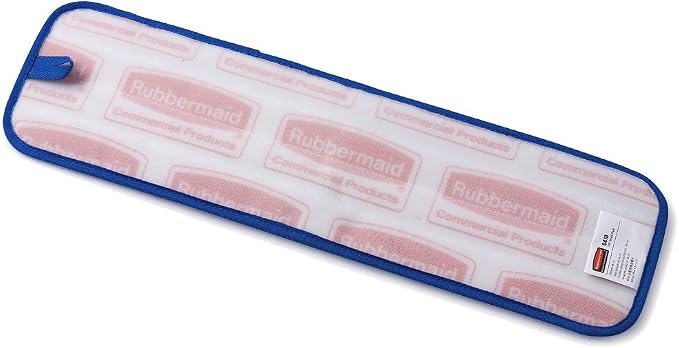 Rubbermaid Commercial Products Mop Head for Microfiber Damp Mop, 18-Inch, Blue, Heavy-Duty Single Sided Cleaning Cloth for Hardwood/Tile/Laminated Floors in Kitchen/Lobby/Office