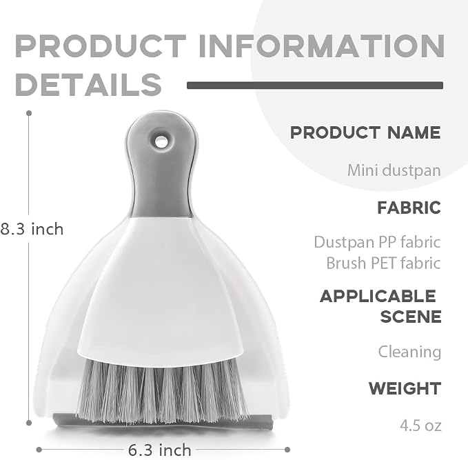 Dust pan Broom Brush Dustpan - Dustpan and Brush Set,Mini dust Pans with Brush,Dust Pan and Brush Set for Table, Key Board, Cat, Dog and Other Pets, Dust Pan Brush Nesting Tiny Cleaning Broom（Gray）