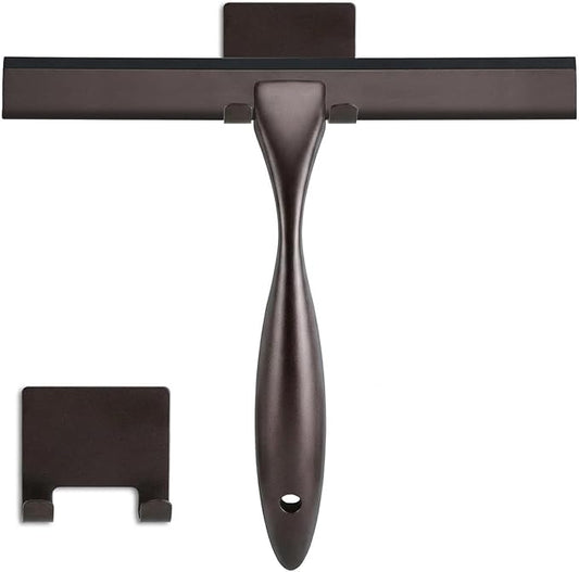 NETANY Shower Squeegee, 14-Inch Bronze Squeegee, All-Purpose Stainless Steel Squeegee for Bathroom, Shower Doors, Mirrors, Tiles and Car Windows - 100% Streak Free