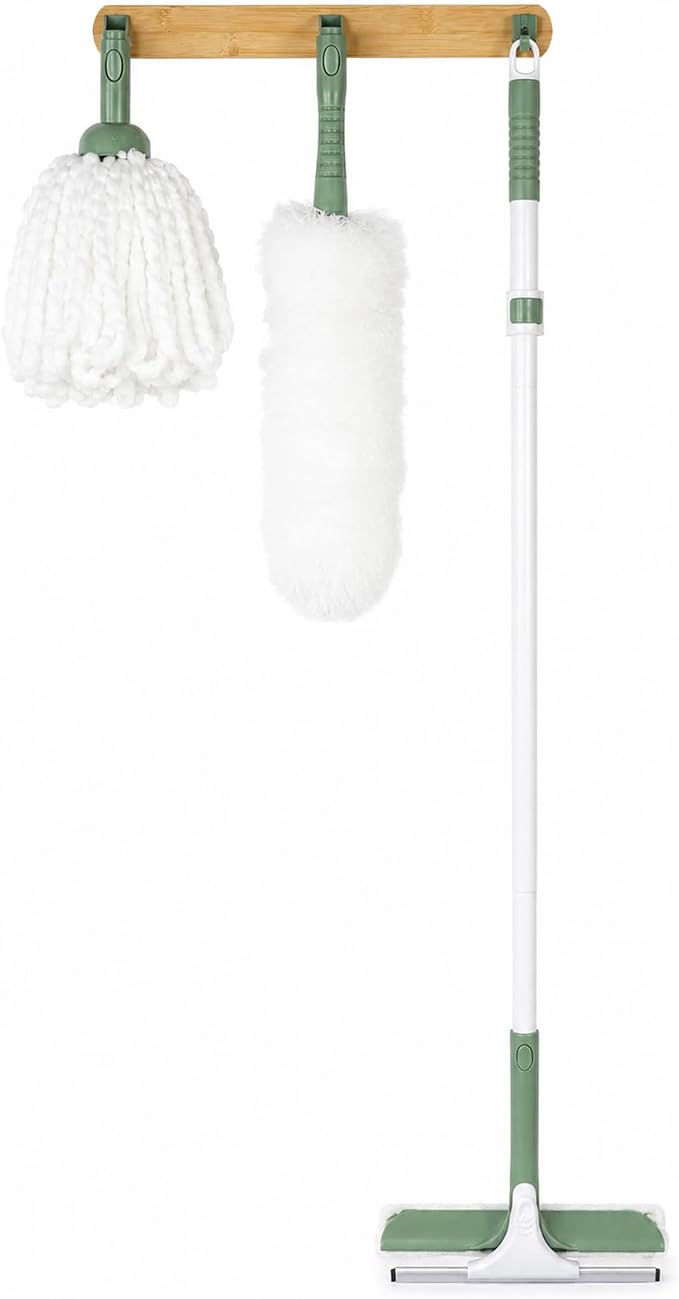 DEANIC High Reach Cleaning Kit with Extendable Handle, 4-in-1 Microfiber Duster, Window Squeegee and Strip Mop Set for Ceiling Fans, Blinds, Windows and Home Cleaning