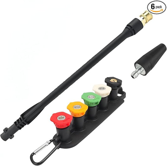 Pressure Washer Replacement Spray Wand with Turbo Nozzleand 5 Spray Tips and Belt Clip Nozzle Holder, Compatible withKar-cher K1, K2, K3, K4, K5, K6, K7 Power Washers